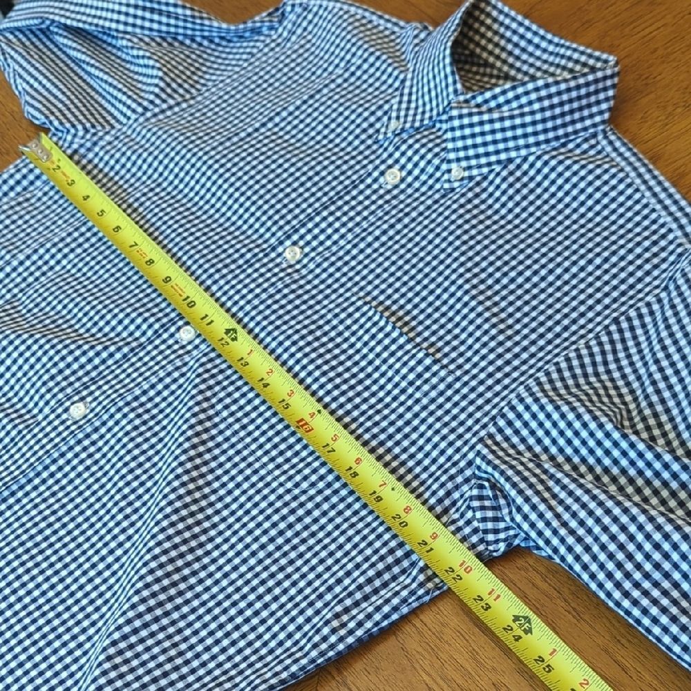 Lands' End Men's Black Checkered Button Down Shirt - Picture 6 of 8